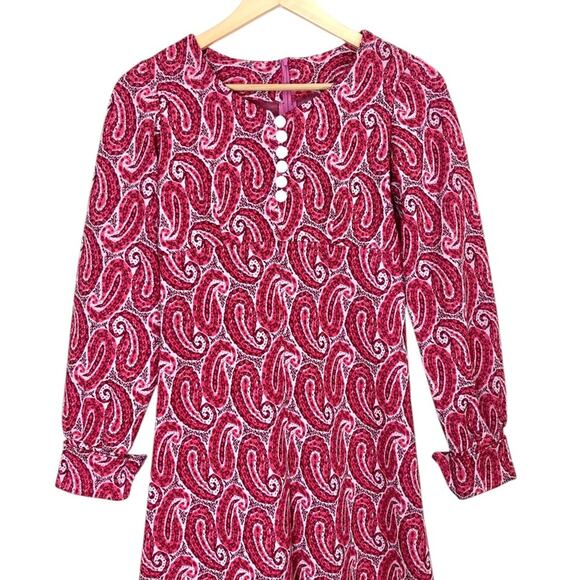 Vintage 70s Handmade Paisley Long Sleeve Knit Bohemian Mod Maxi Dress XS - Picture 3 of 7